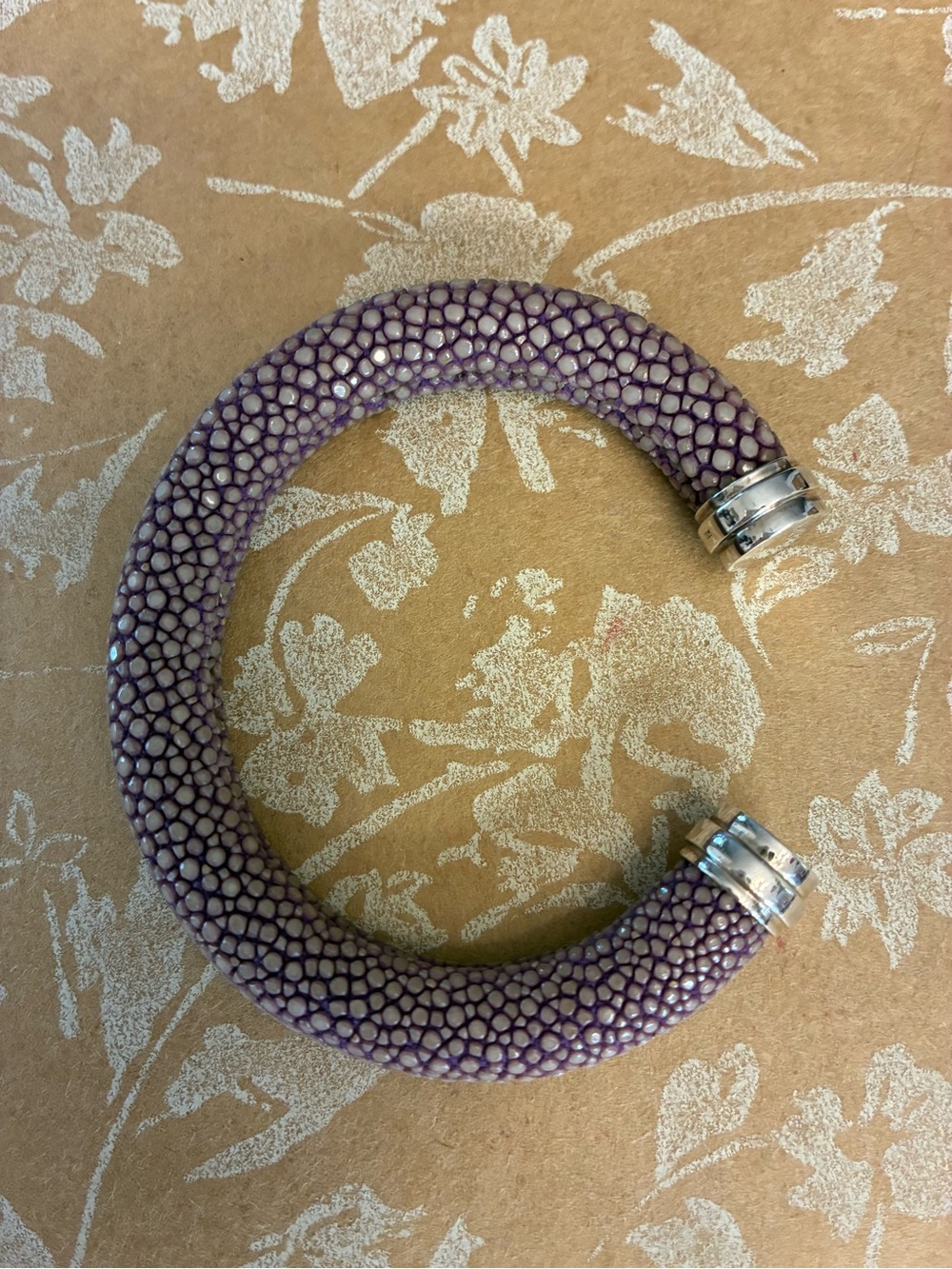 Textured Purple Open Cuff Bracelet with Sterling SilverAccents